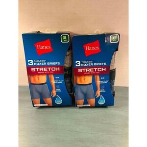 Hanes Mens 6 Pack Tagless Boxer Briefs Stretch XL 40-42 Blue Grey ST73A3